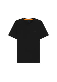 T-shirt in cotone intrecciato con logo ricamato Boss Black