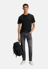 T-shirt in cotone intrecciato con logo ricamato Boss Black