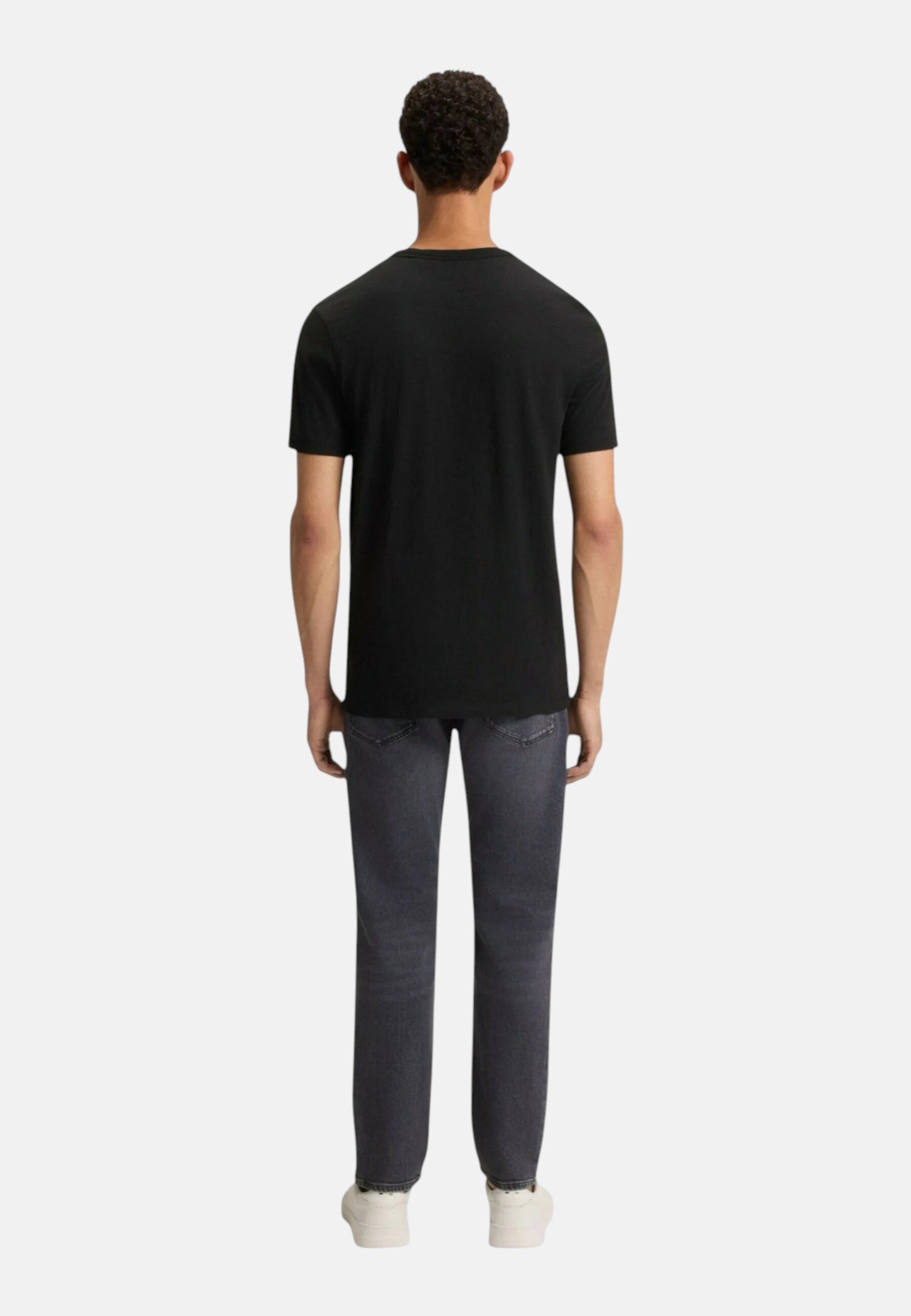 T-shirt in cotone intrecciato con logo ricamato Boss Black