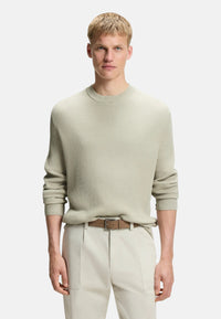 Boss Maglione da Uomo in misto cotone con lavorazione a coste Light Beige