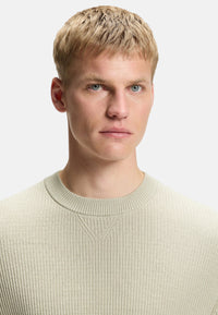 Boss Maglione da Uomo in misto cotone con lavorazione a coste Light Beige