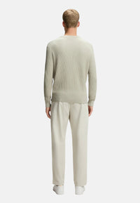 Boss Maglione da Uomo in misto cotone con lavorazione a coste Light Beige