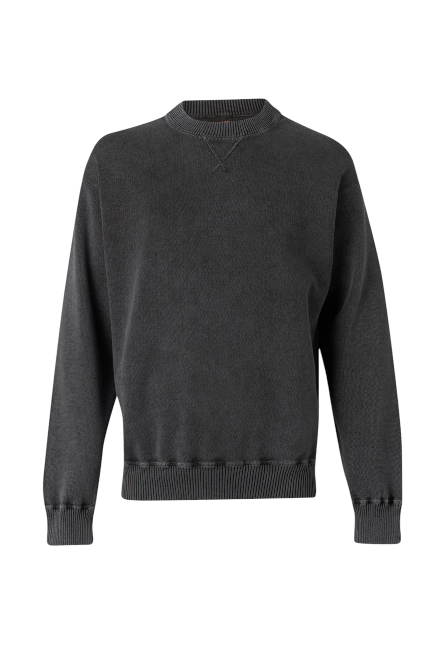 Boss Maglione da Uomo in misto cotone con lavorazione a coste Dark Blue