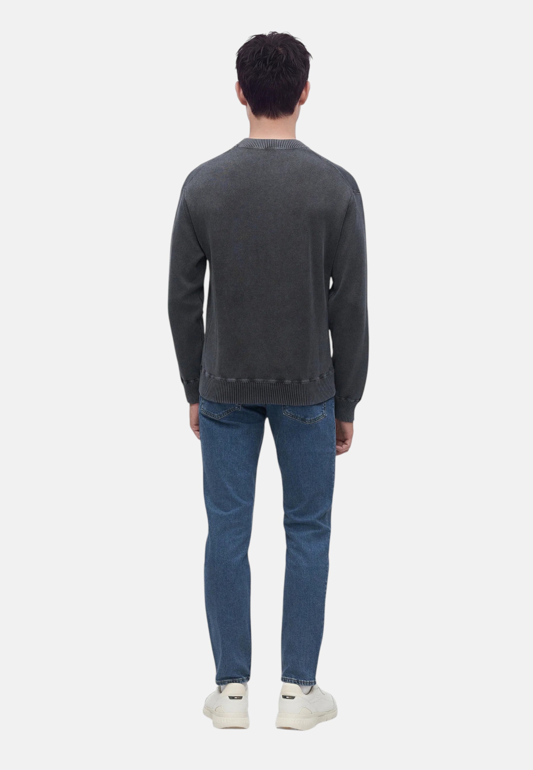 Boss Maglione da Uomo in misto cotone con lavorazione a coste Dark Blue