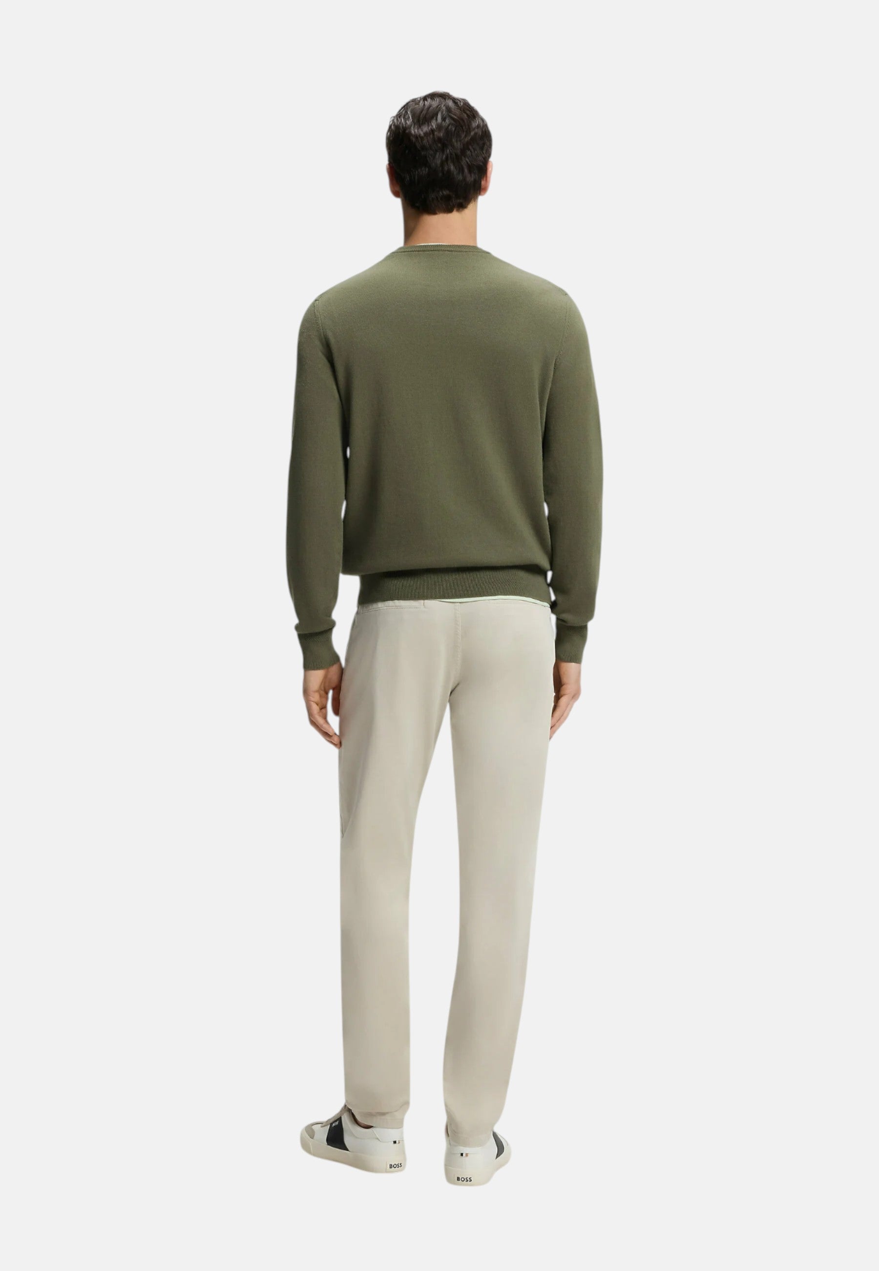 Boss Maglione in misto cotone con patch con logo Bright Green