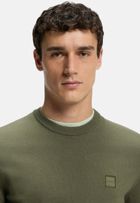 Boss Maglione in misto cotone con patch con logo Bright Green