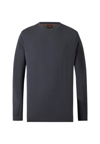 Maglia a maniche lunghe in cotone elasticizzato con logo stampato Dark Blue