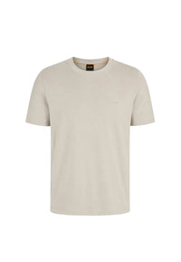 T-shirt in cotone intrecciato con logo ricamato Boss Light Beige
