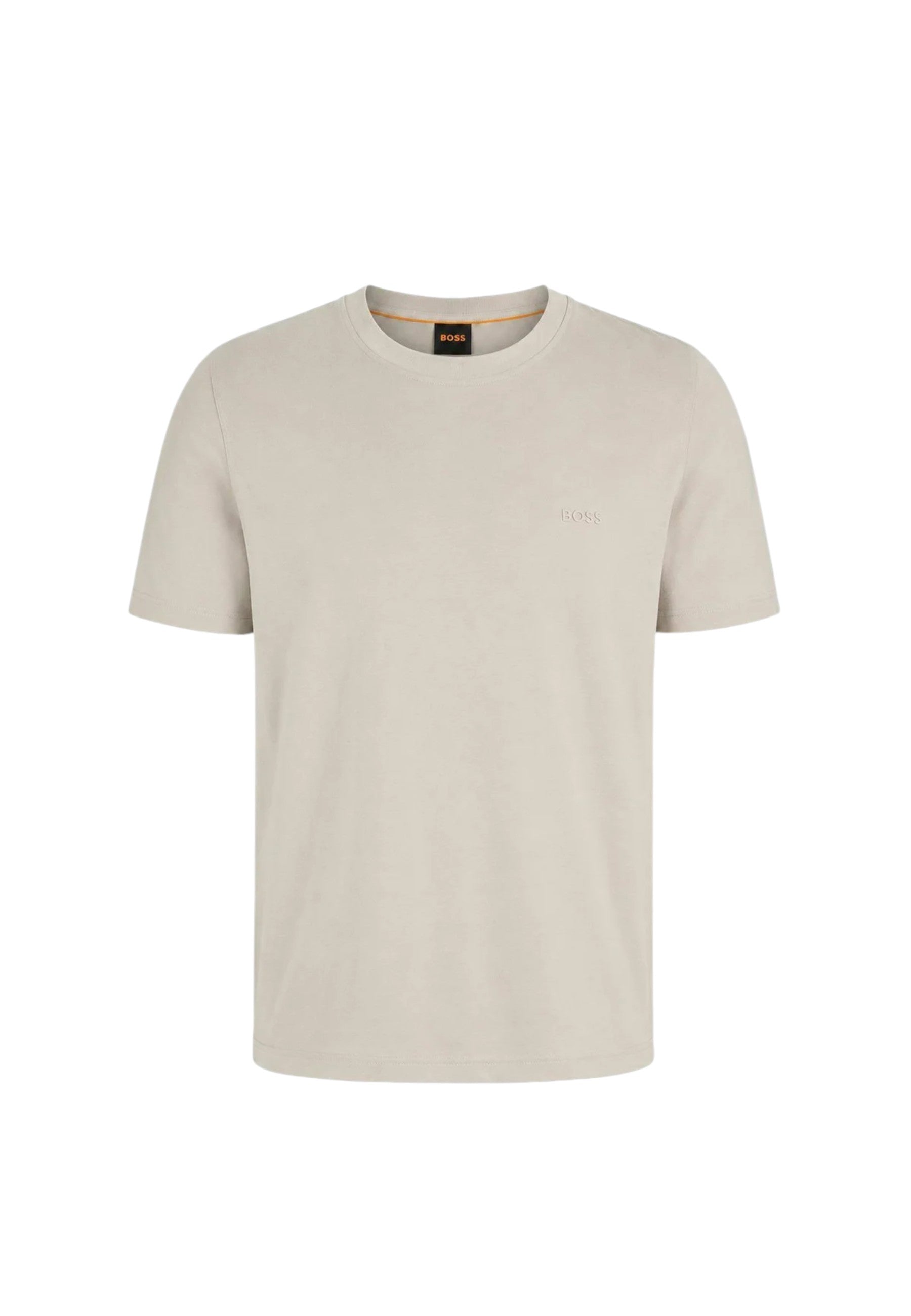 T-shirt in cotone intrecciato con logo ricamato Boss Light Beige