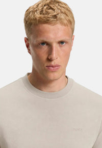 T-shirt in cotone intrecciato con logo ricamato Boss Light Beige