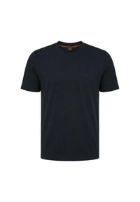T-shirt in cotone intrecciato con logo ricamato Boss Dark Blue