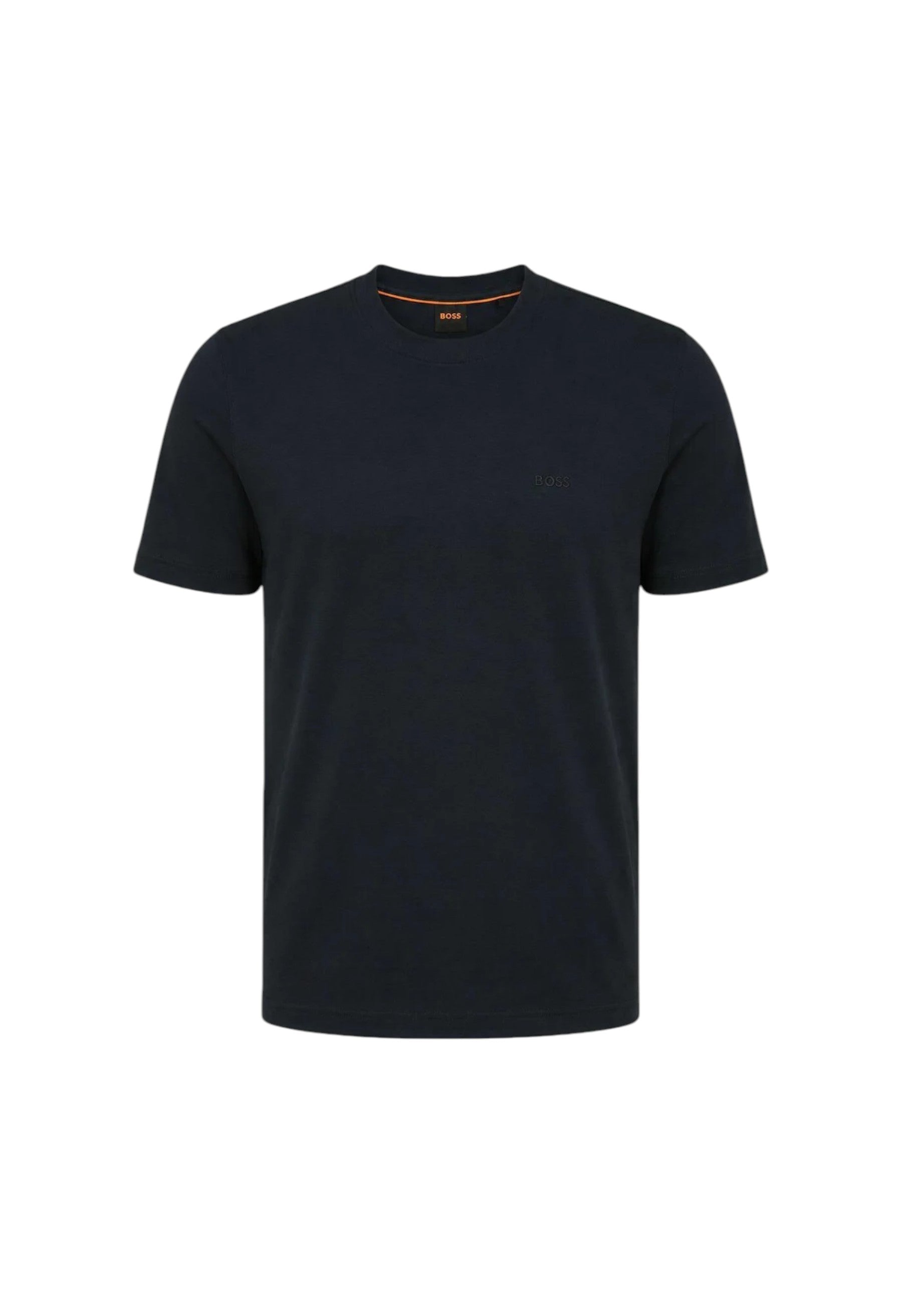T-shirt in cotone intrecciato con logo ricamato Boss Dark Blue