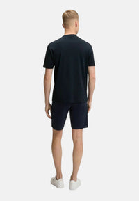 T-shirt in cotone intrecciato con logo ricamato Boss Dark Blue