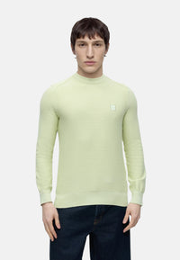 Maglione Boss in cotone piqué con patch con logo. Open Green