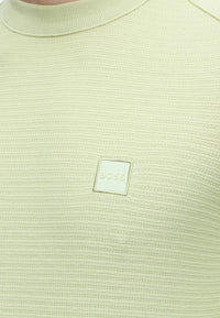 Maglione Boss in cotone piqué con patch con logo. Open Green