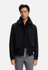 Sciarpa Boss in misto cotone a coste Uomo Black