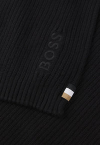 Sciarpa Boss in misto cotone a coste Uomo Black