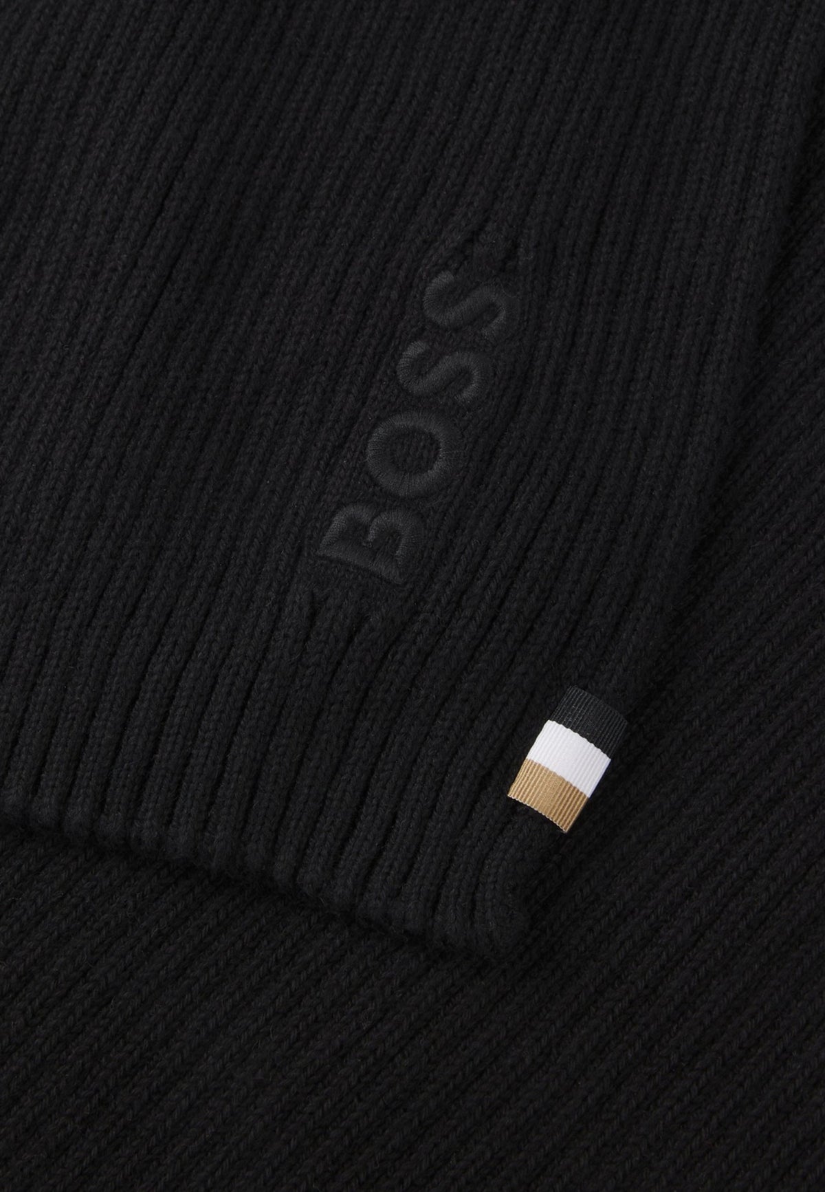 Sciarpa Boss in misto cotone a coste Uomo Black