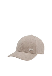 Cappello Baseball da Uomo in misto lana e seta con logo in metallo BOSS Open Brown