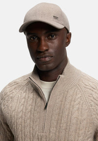 Cappello Baseball da Uomo in misto lana e seta con logo in metallo BOSS Open Brown