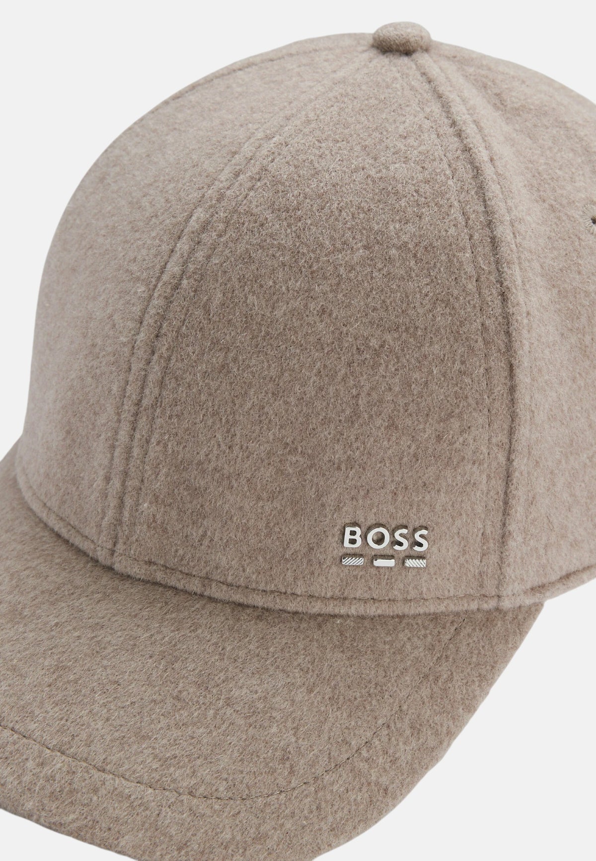 Cappello Baseball da Uomo in misto lana e seta con logo in metallo BOSS Open Brown