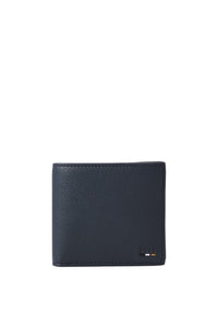 Portafoglio in similpelle martellata con finiture a righe tipiche del marchio Uomo Boss Open Blue