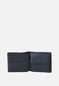 Portafoglio in similpelle martellata con finiture a righe tipiche del marchio Uomo Boss Open Blue