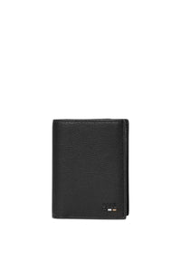 Portafoglio bifold BOSS in pelle sintetica a grana con logo impresso e portamonete Black