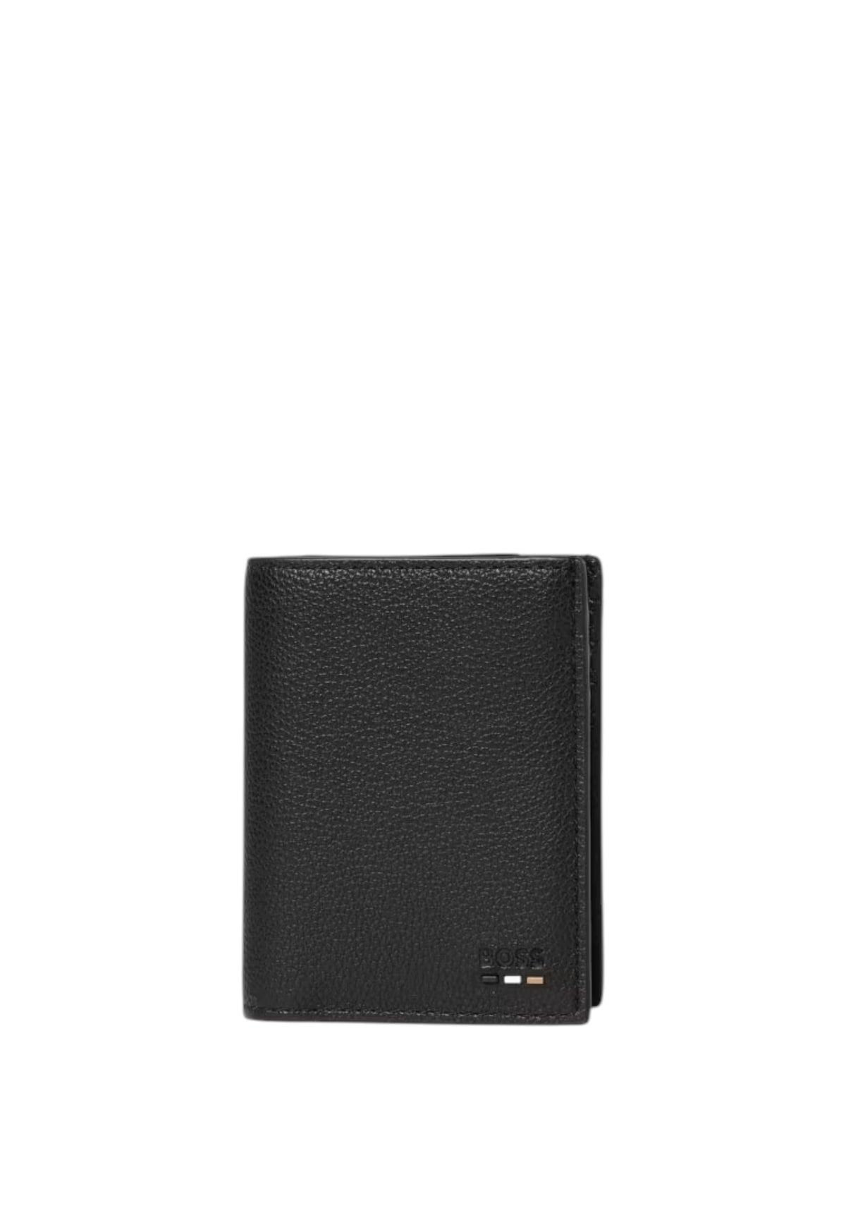Portafoglio bifold BOSS in pelle sintetica a grana con logo impresso e portamonete Black