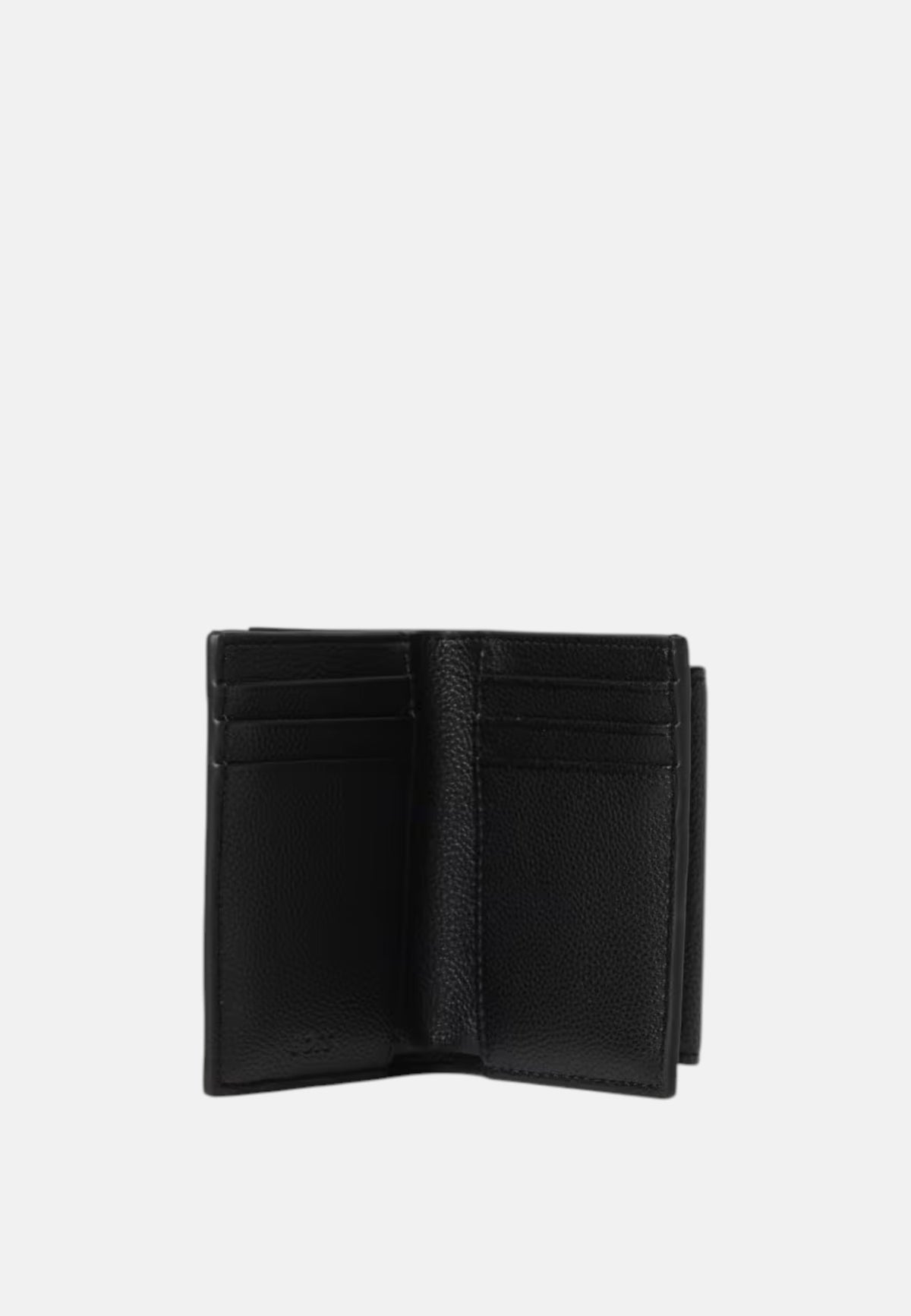 Portafoglio bifold BOSS in pelle sintetica a grana con logo impresso e portamonete Black