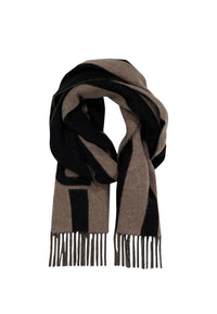 BOSS Sciarpa con frange e logo a intarsio Open Brown
