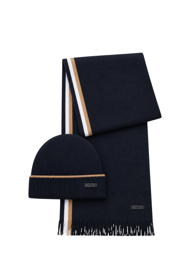 Set Sciarpa e Cappello Uomo Boss Dark Blue