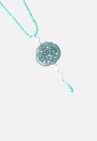 Collana lunga con pietre in acrilico, pendente mandala turchese Turchese