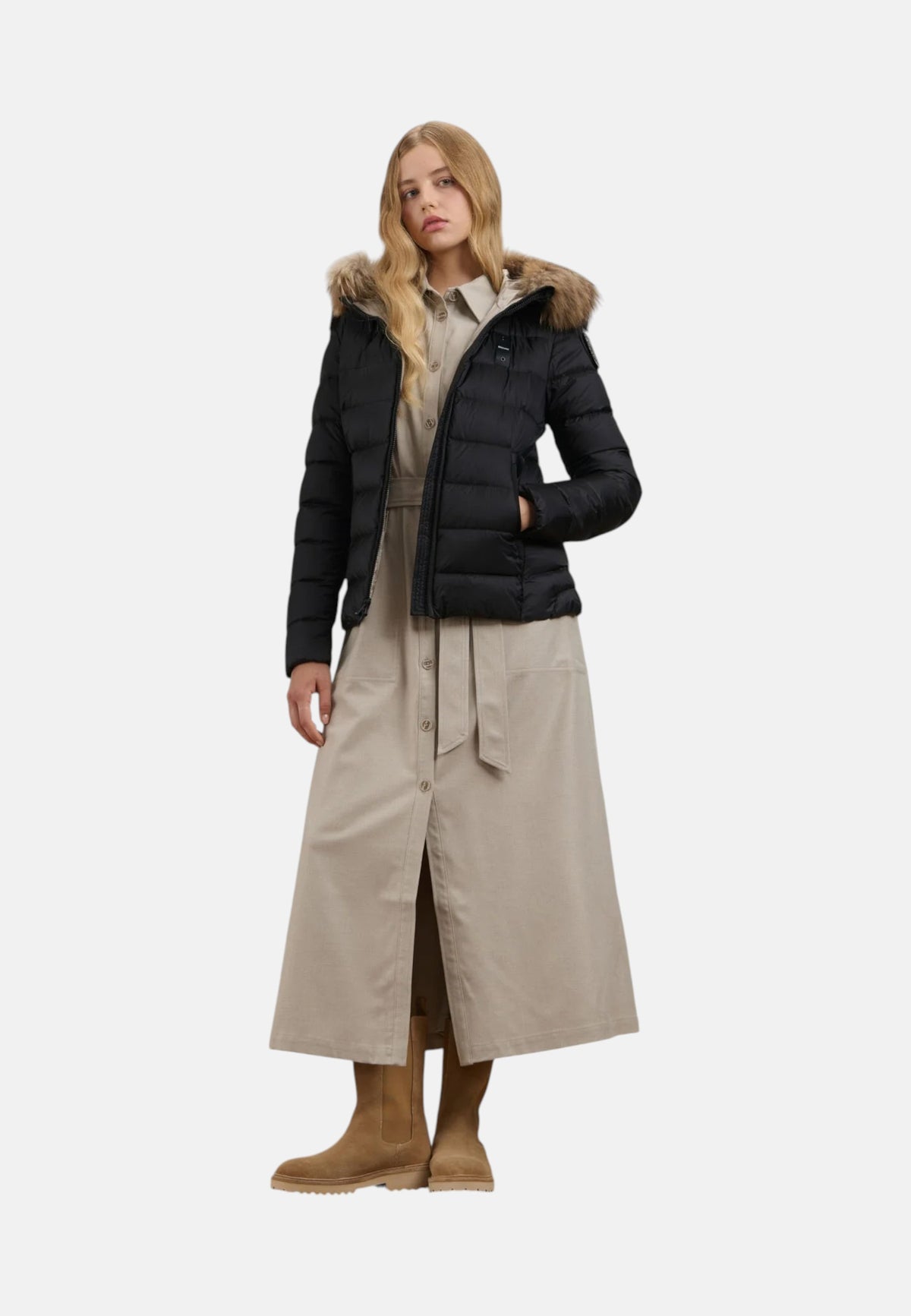 Giubbino Corto da Donna imbottito PIUMA ARCADIA Blauer Nero/beige