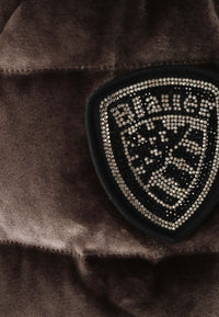 Piumino Corto in velluto Lucido da Donna Blauer Marrone