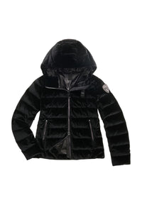 Piumino Corto in velluto Lucido da Donna Blauer Nero