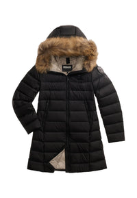 Piumino Lungo con pelliccia Kristin da Donna Blauer Nero/beige