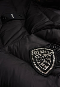 Piumino Lungo con pelliccia Kristin da Donna Blauer Nero/beige