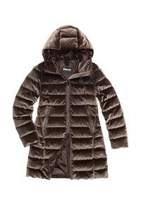 Piumino Lungo in velluto Lucido da Donna Blauer Marrone