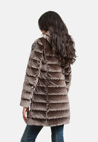 Piumino Lungo in velluto Lucido da Donna Blauer Marrone