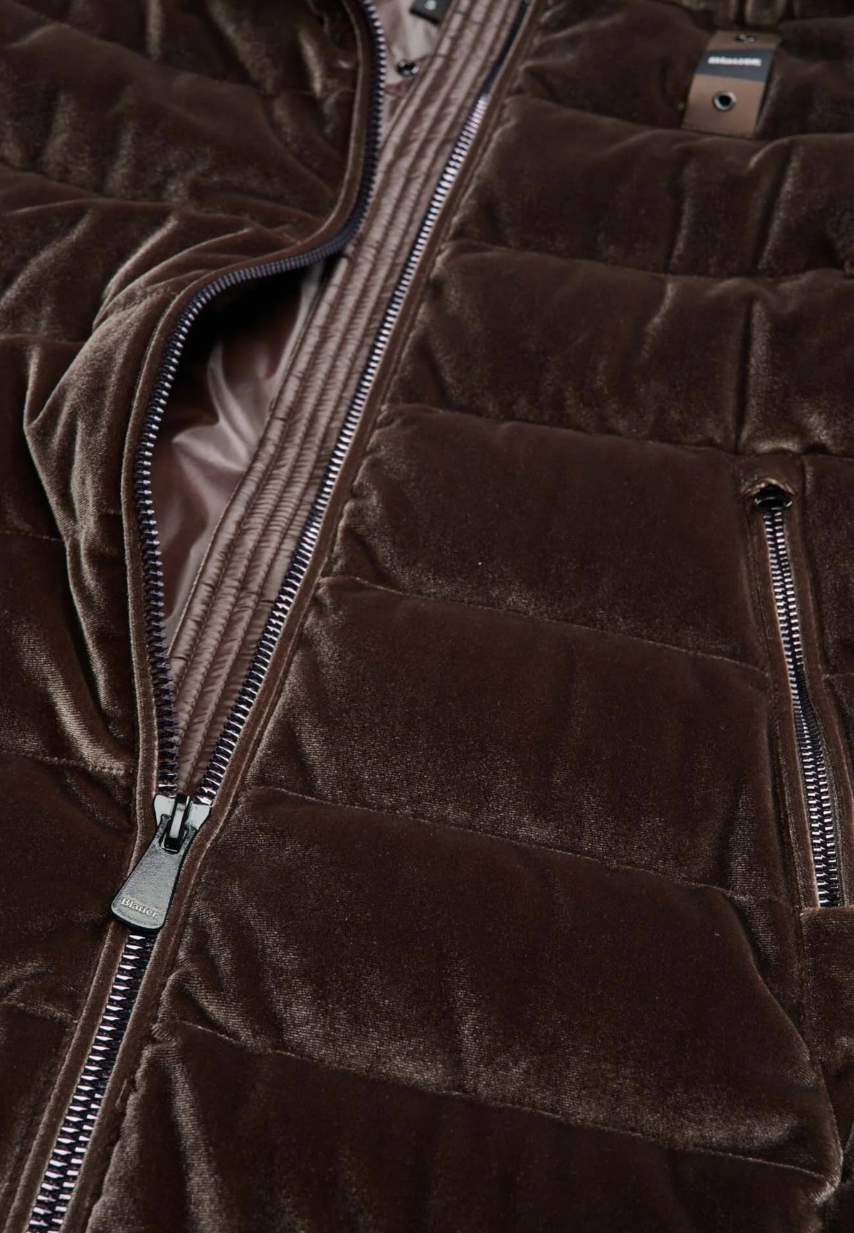 Piumino Lungo in velluto Lucido da Donna Blauer Marrone