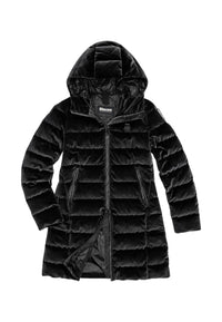 Piumino Lungo in velluto Lucido da Donna Blauer Nero