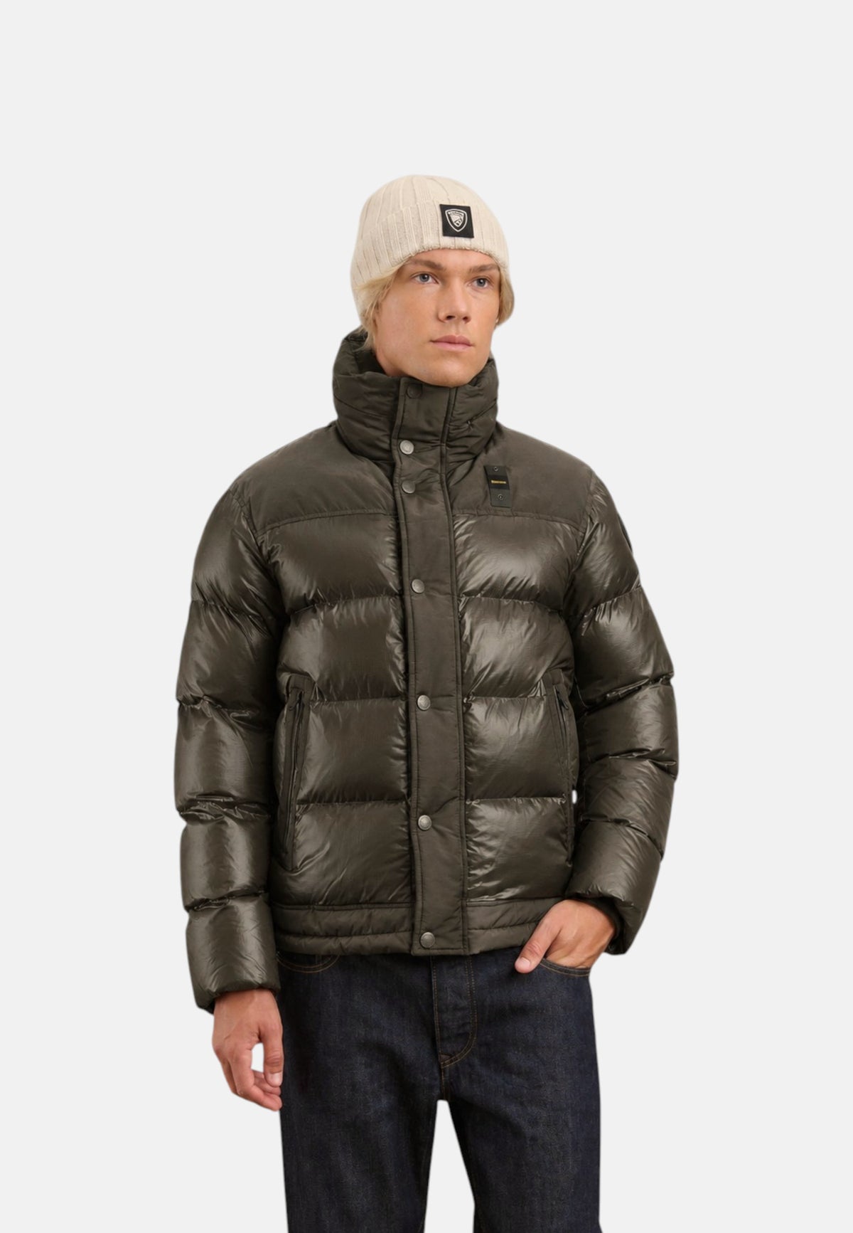 Giubbotto in Nylon Da Uomo Blauer Marrone/grigio