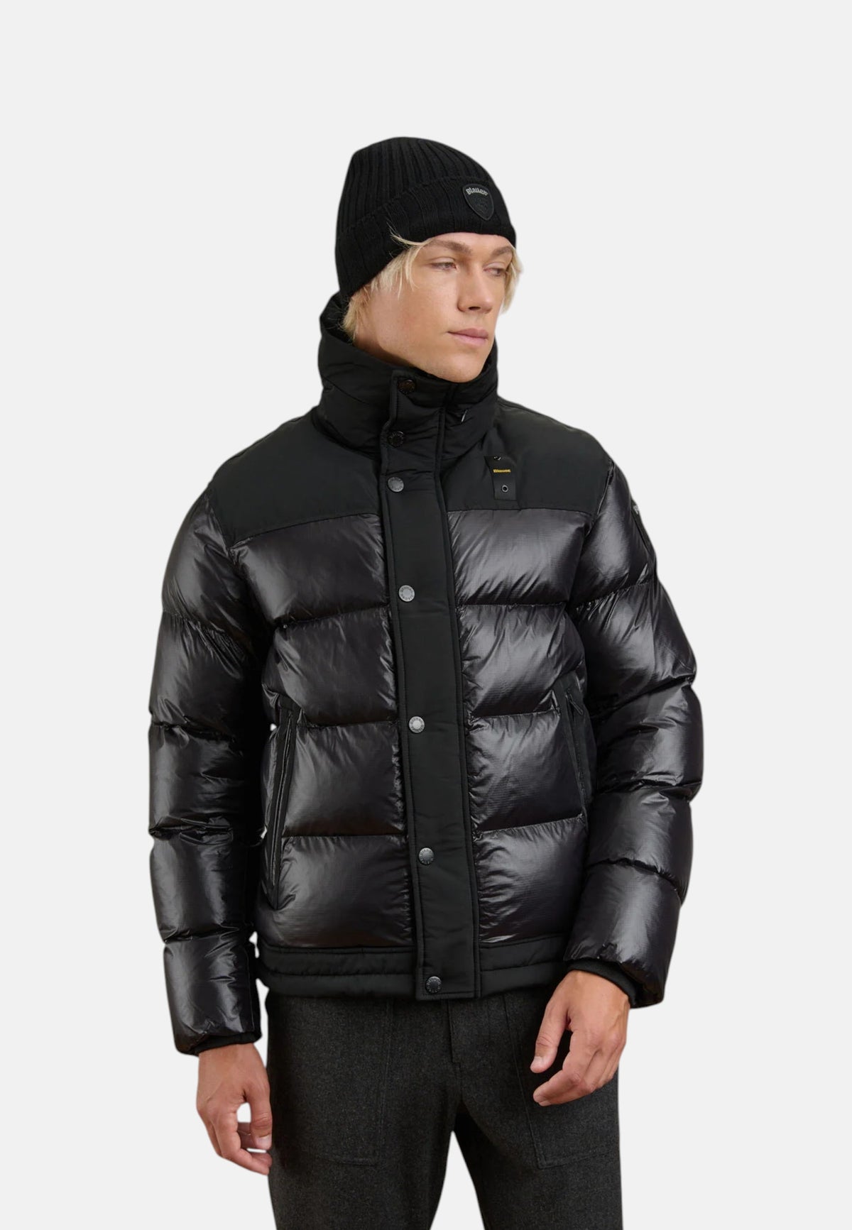 Giubbotto in Nylon Da Uomo Blauer Nero/beige