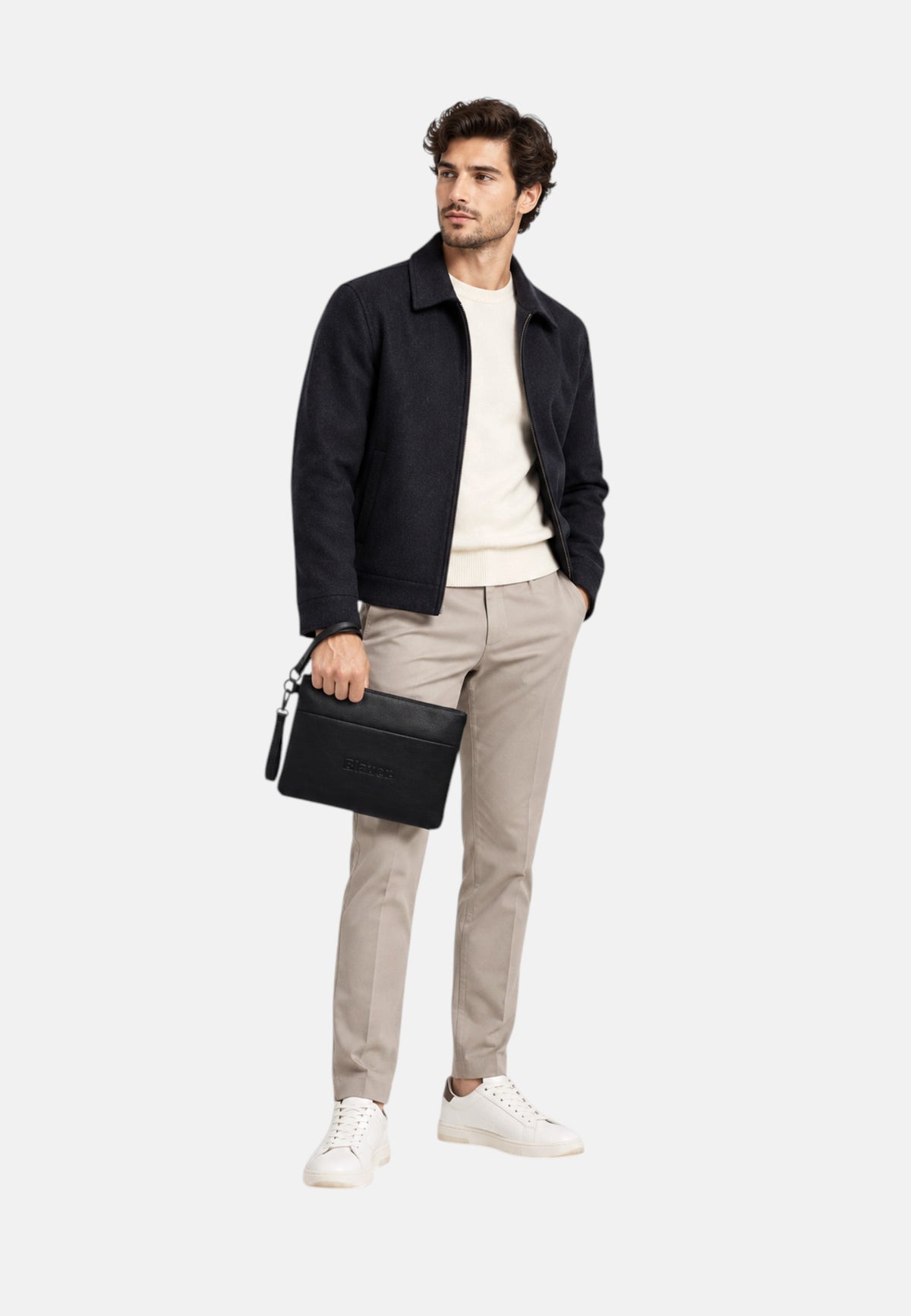 Blauer Pochette Da Uomo in ecopelle Black