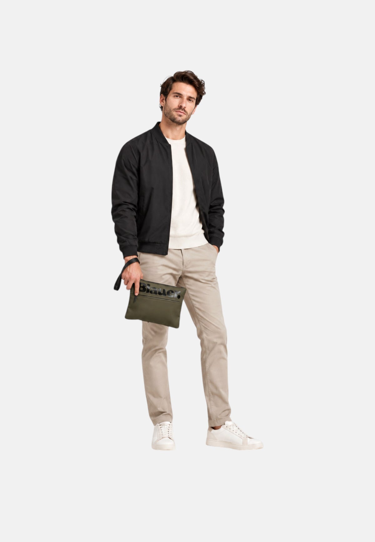 Blauer Pochette Da Uomo in ecopelle Uomo Olive