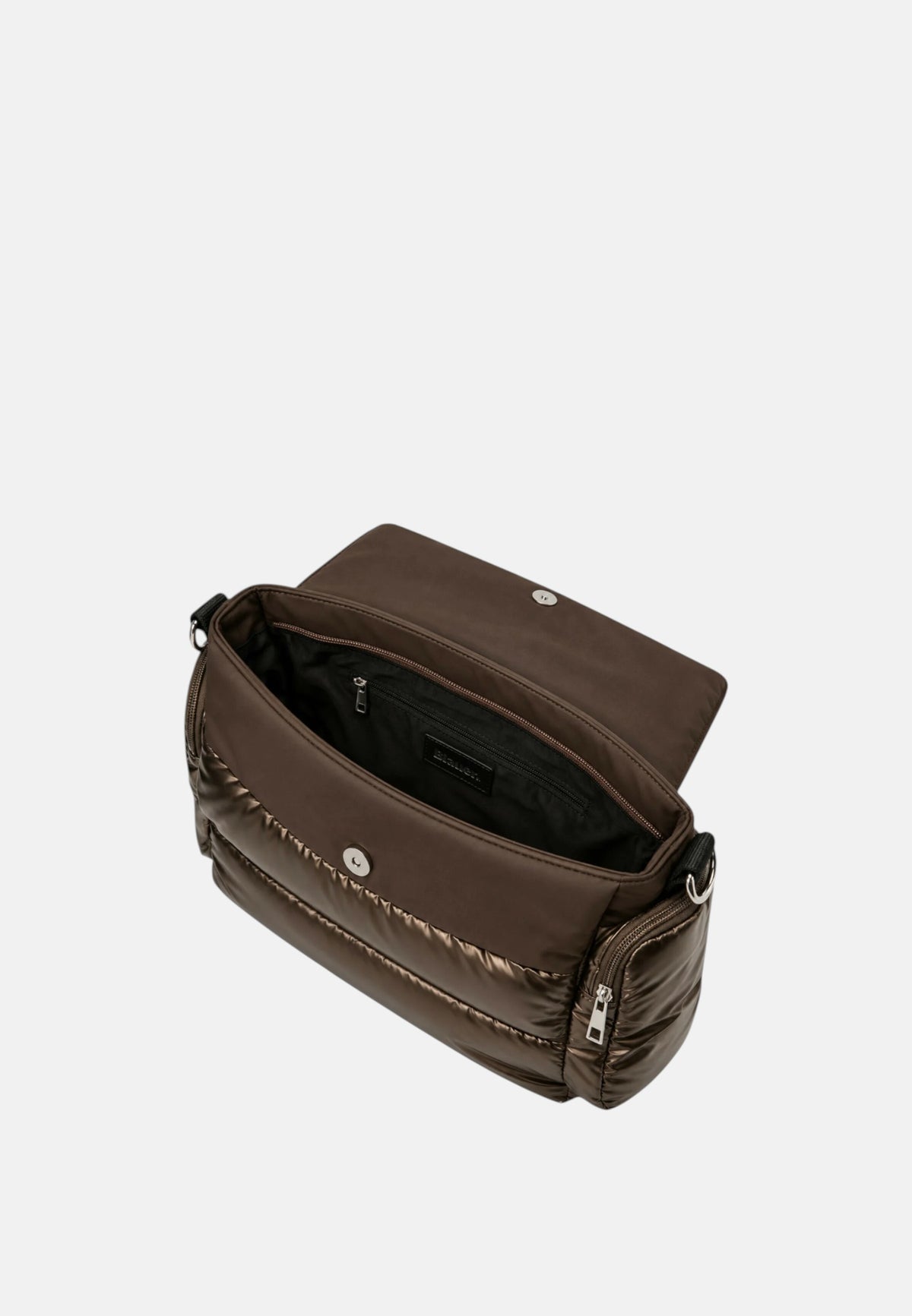 Borsa a Tracolla Blauer con Logo impreziosito da Strass. Dark Brown