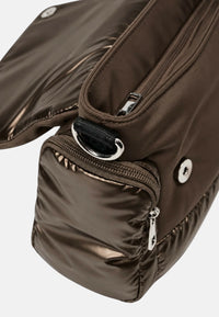 Borsa a Tracolla Blauer con Logo impreziosito da Strass. Dark Brown