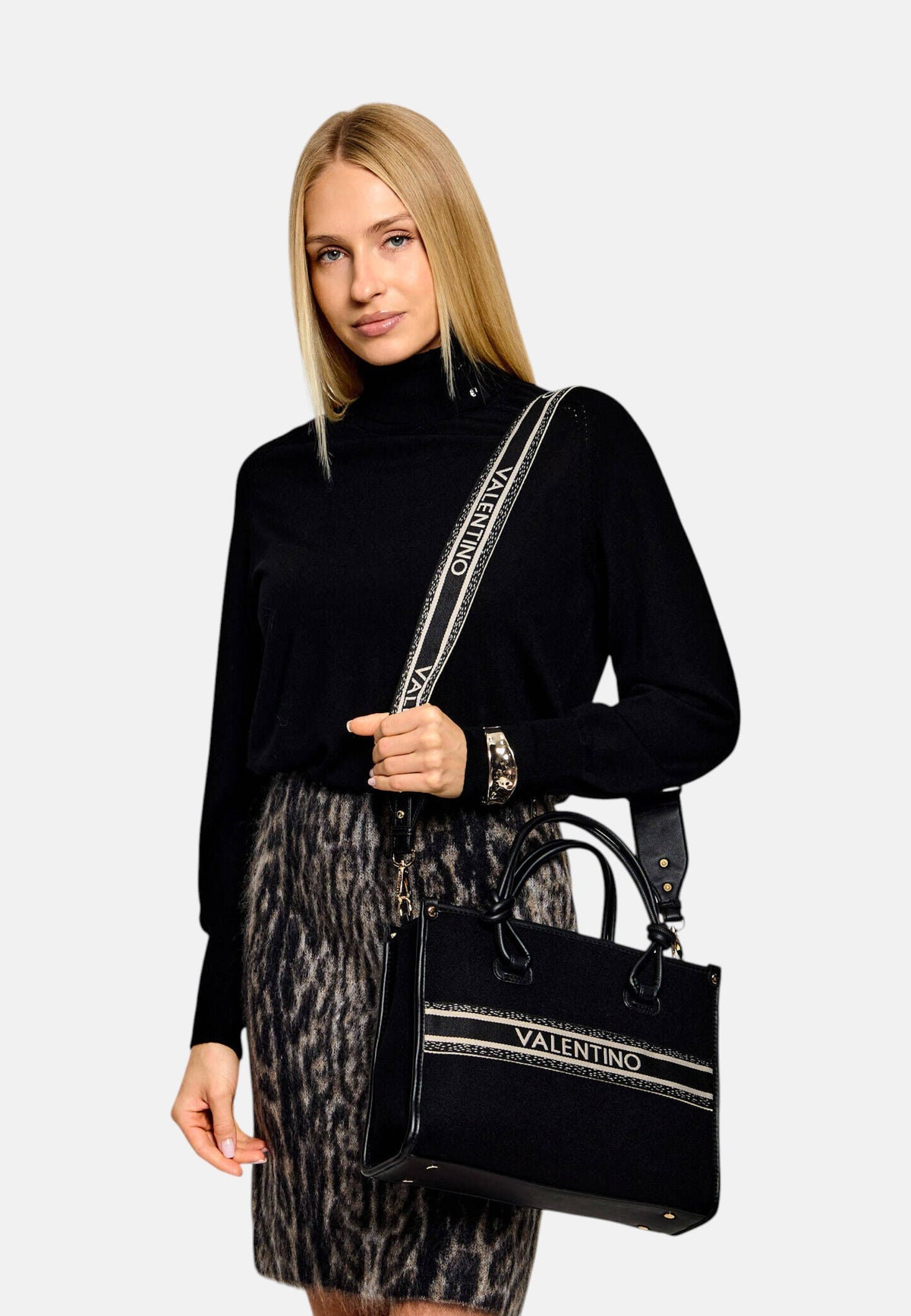 Borsa a Mano con Tracolla da Donna Valentino Nero