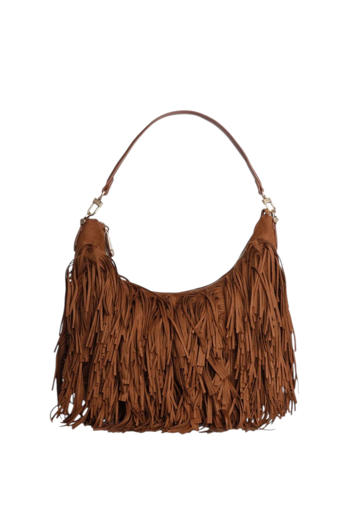 Borsa a Tracolla da donna con Frange V73 Cannella